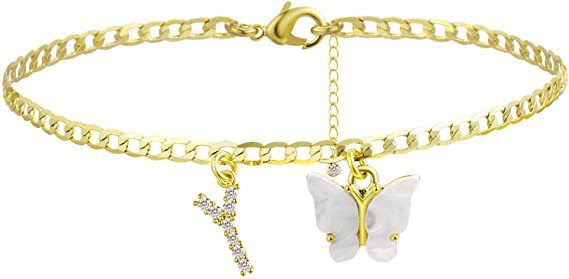 Butterfly & Sparkle Letter Anklet