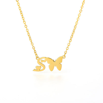 Butterfly Kiss Initial Necklace