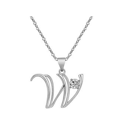 Crystal Script Initial Necklace