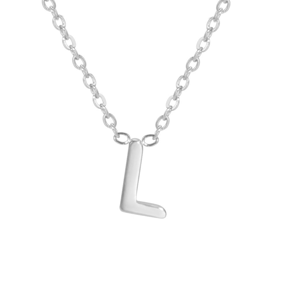 Sharp Silver Initial Necklace – Structured Design with Dual-Sided Chain