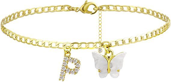 Butterfly & Sparkle Letter Anklet