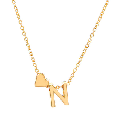Tiny Heart & Letter Necklace