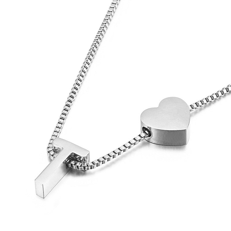 Modern Heart Letter  Necklace