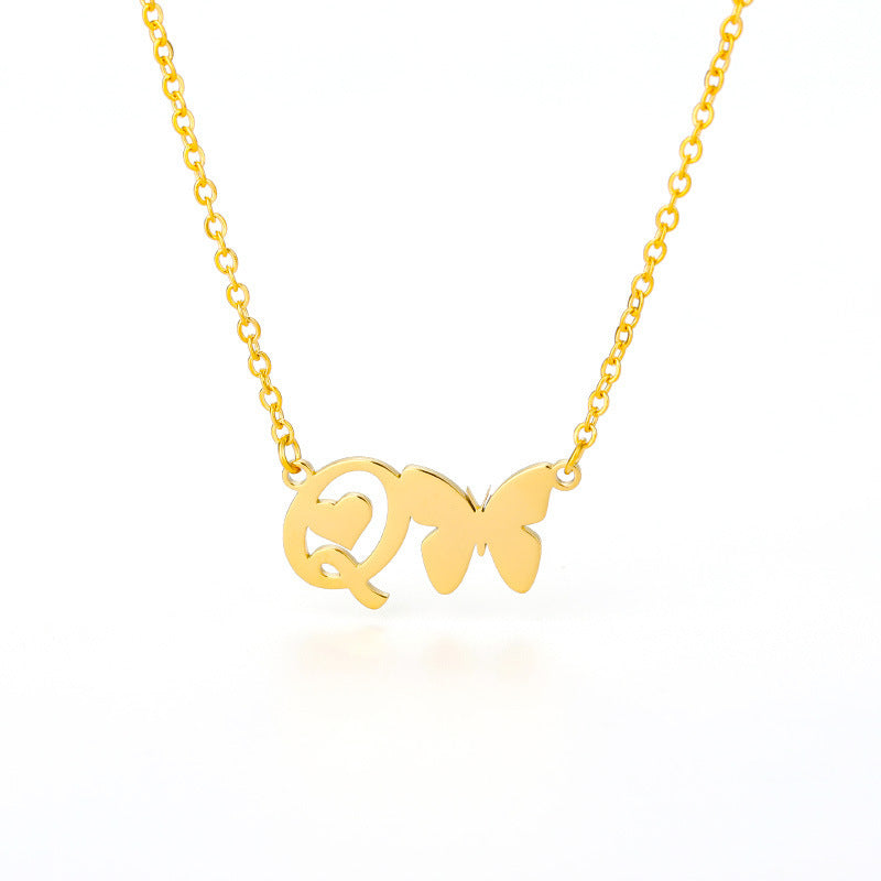 Butterfly Kiss Initial Necklace