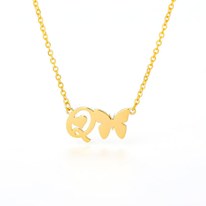 Butterfly Kiss Initial Necklace