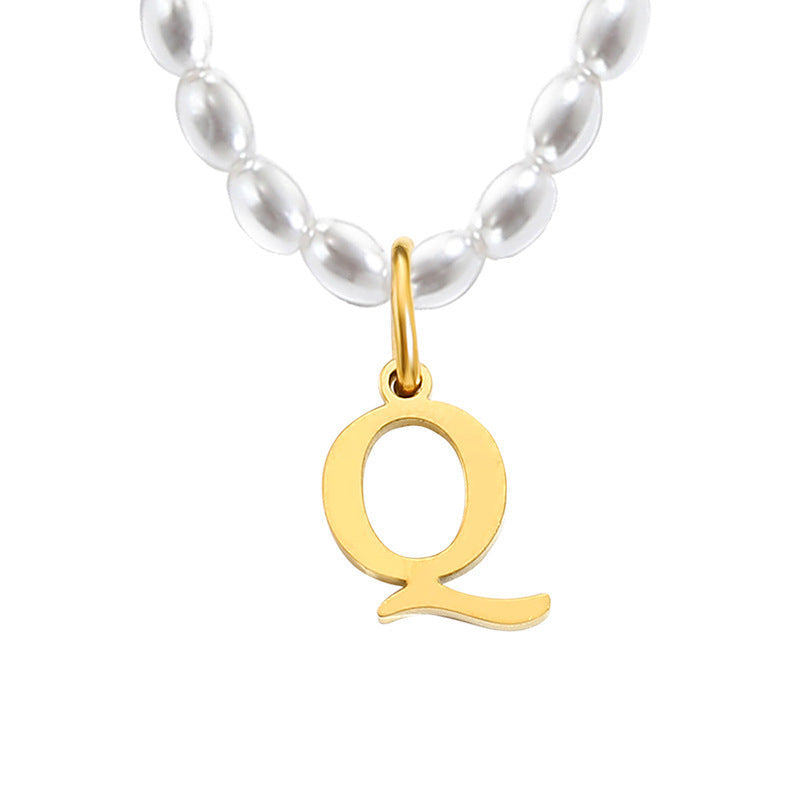 Pearl Charm Letter Necklace