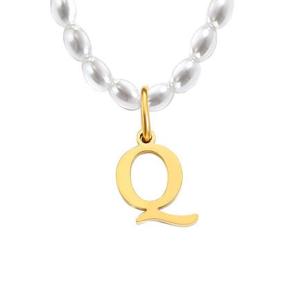 Pearl Charm Letter Necklace