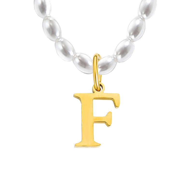 Pearl Charm Letter Necklace