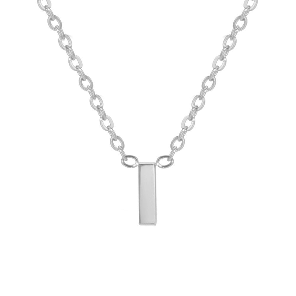 Sharp Silver Initial Necklace – Structured Design with Dual-Sided Chain