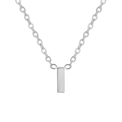 Sharp Silver Initial Necklace – Structured Design with Dual-Sided Chain