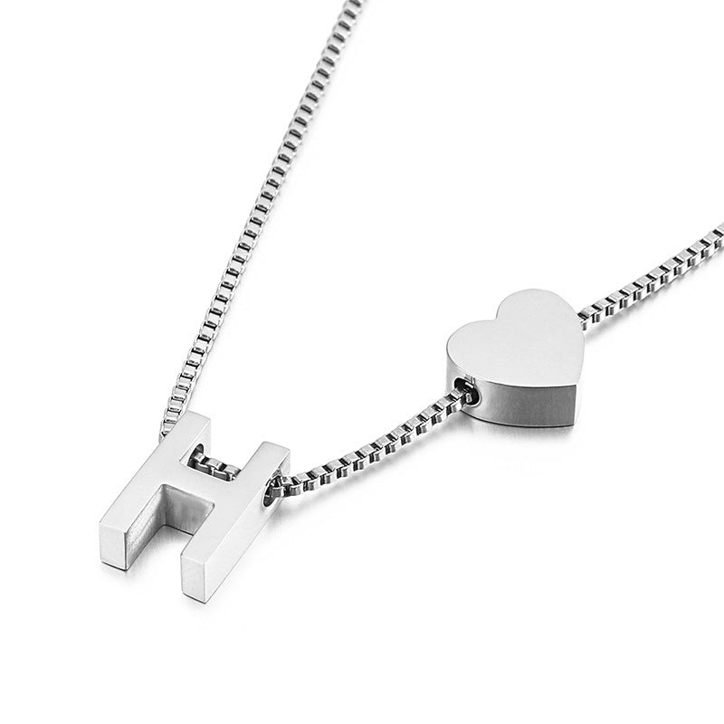 Modern Heart Letter  Necklace