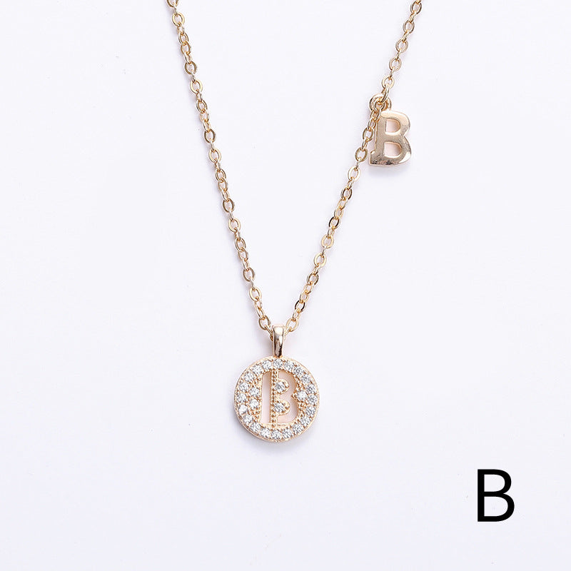 Golden Crystal Cut-Out Initial Necklace