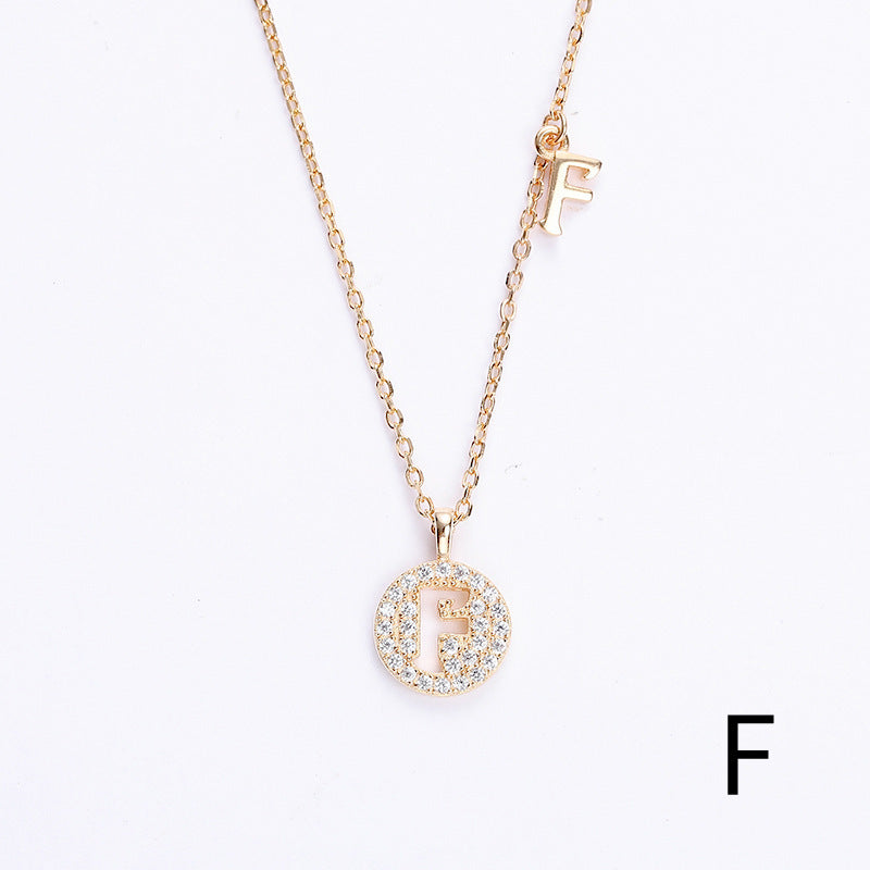 Golden Crystal Cut-Out Initial Necklace