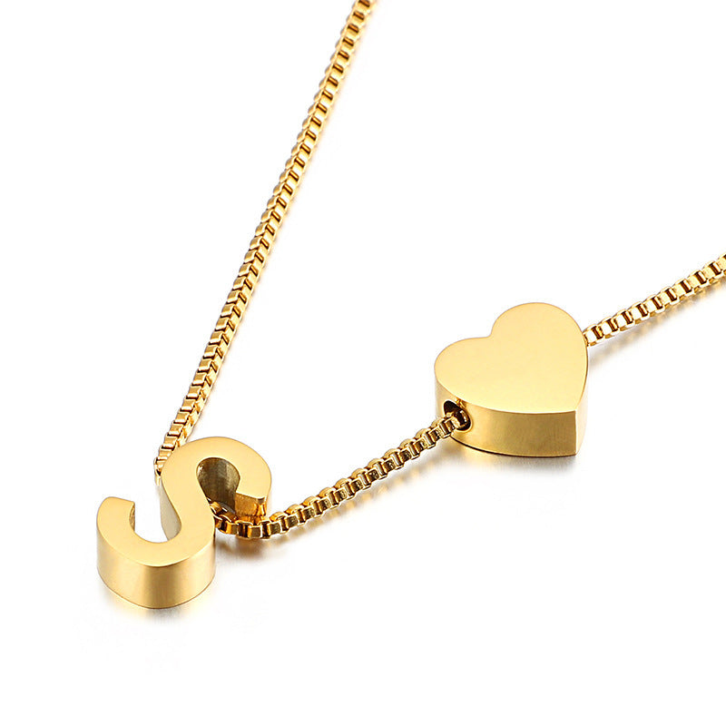 Modern Heart Letter  Necklace