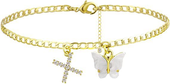 Butterfly & Sparkle Letter Anklet