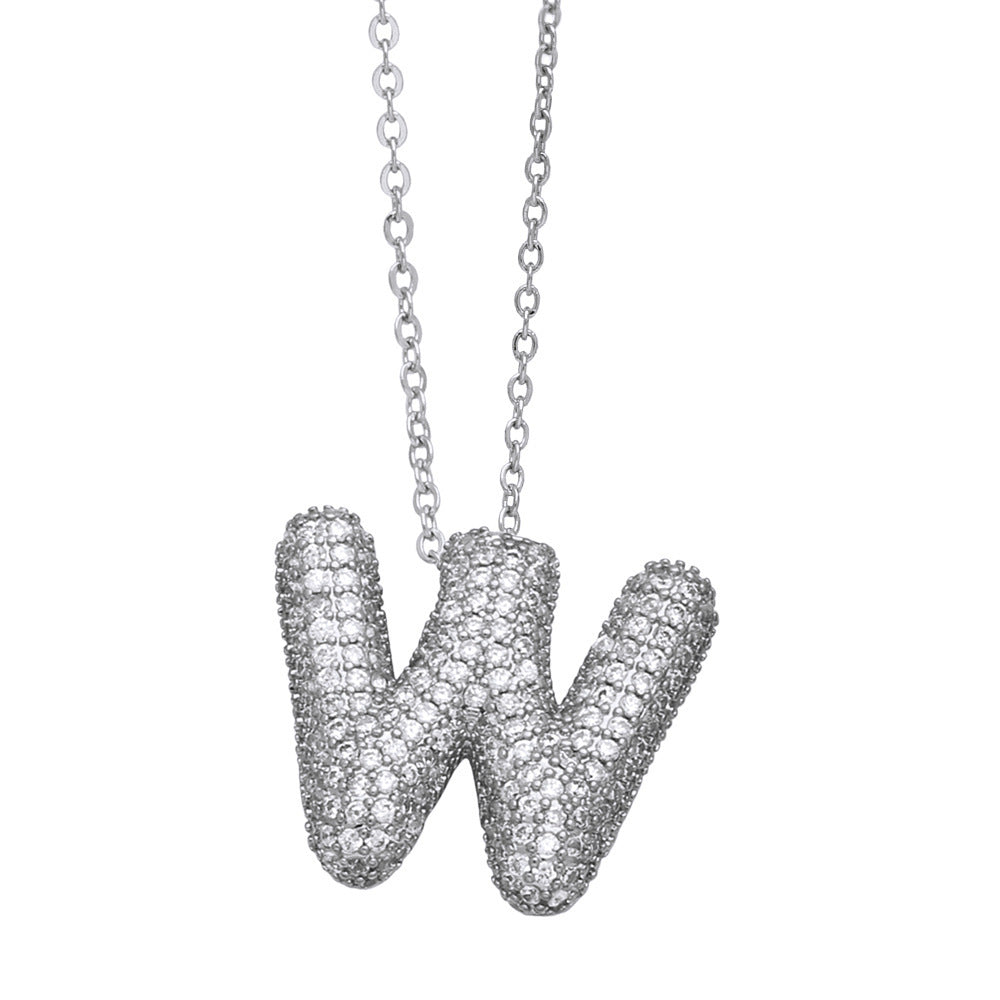 Crystal Fashion Bubble Letter Necklace