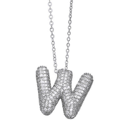 Crystal Fashion Bubble Letter Necklace