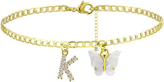 Butterfly & Sparkle Letter Anklet