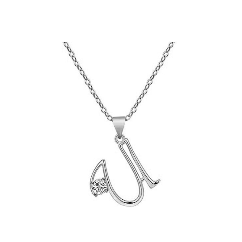 Crystal Script Initial Necklace