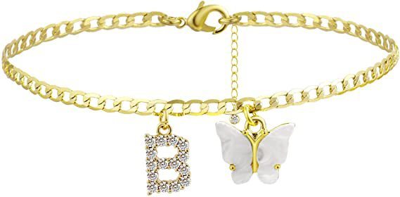 Butterfly & Sparkle Letter Anklet