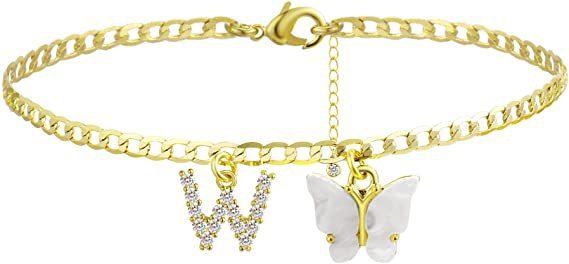 Butterfly & Sparkle Letter Anklet