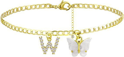 Butterfly & Sparkle Letter Anklet