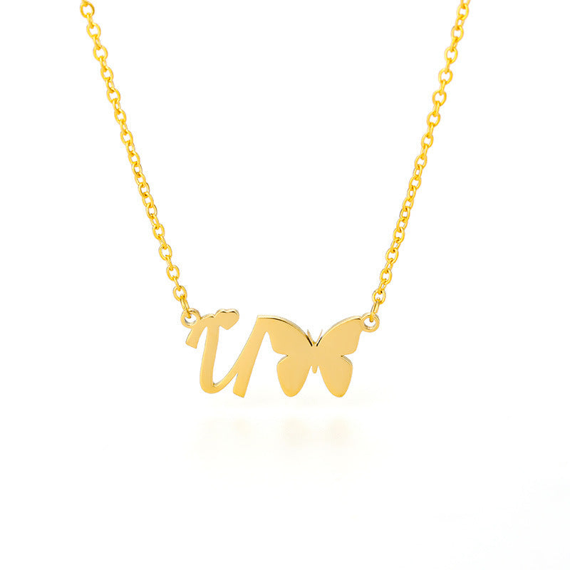 Butterfly Kiss Initial Necklace