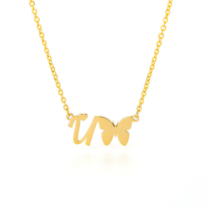 Butterfly Kiss Initial Necklace
