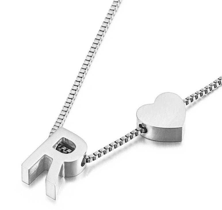 Modern Heart Letter  Necklace