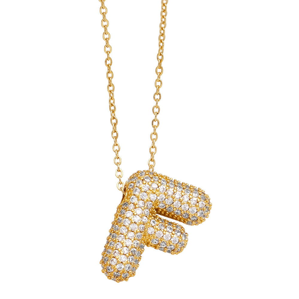 Crystal Fashion Bubble Letter Necklace