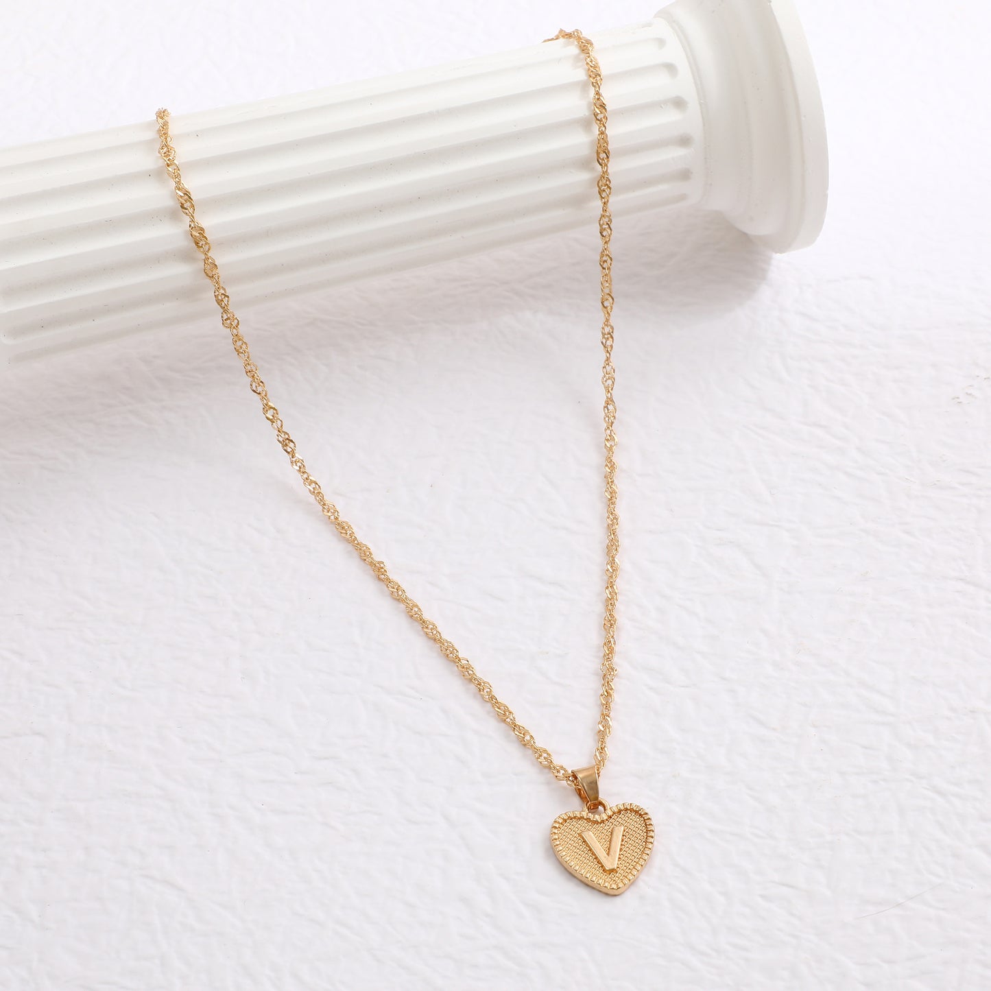 Delicate Dot Heart Initial Necklace