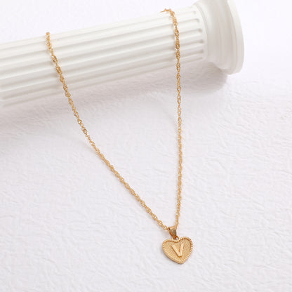 Delicate Dot Heart Initial Necklace