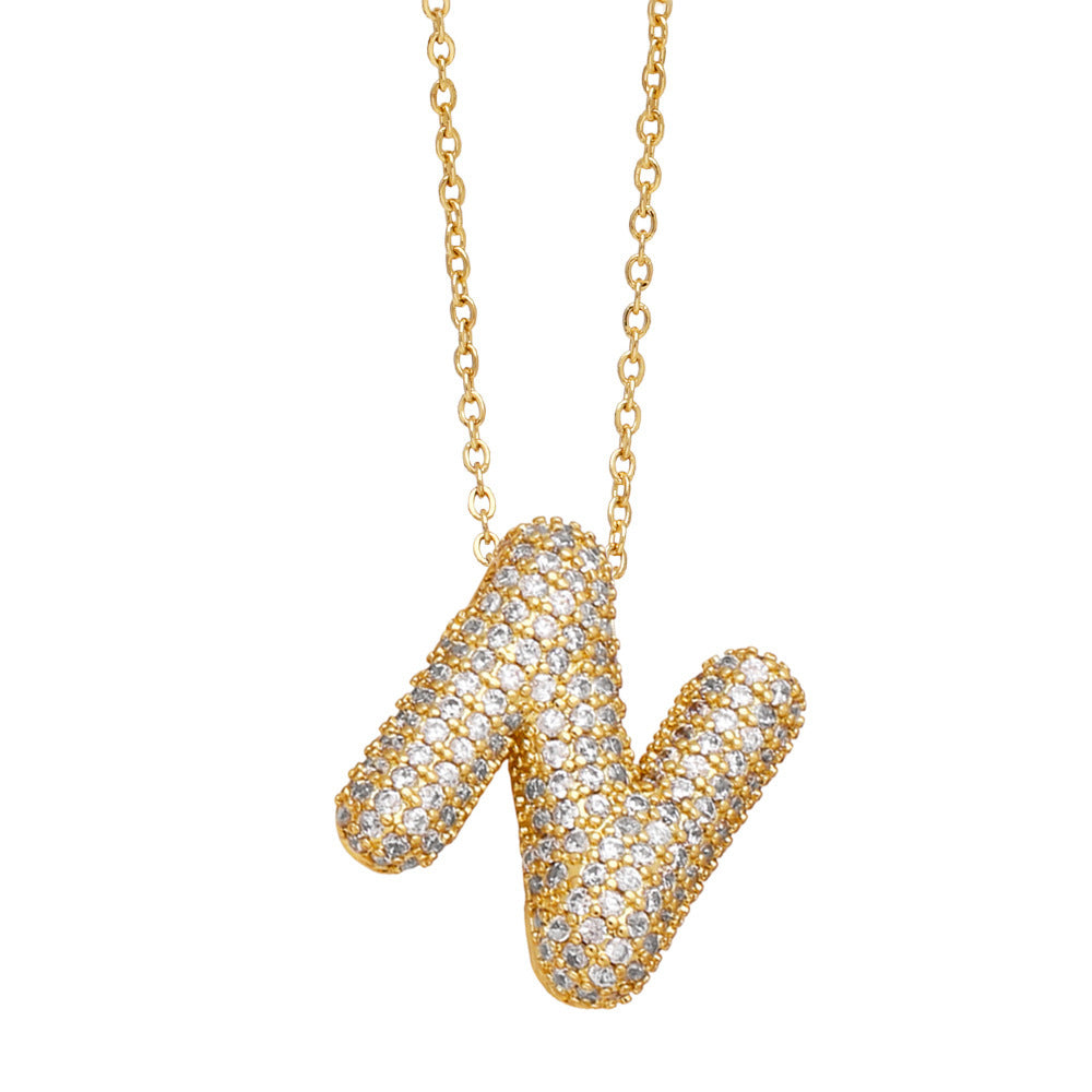 Crystal Fashion Bubble Letter Necklace