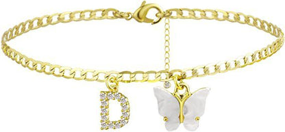 Butterfly & Sparkle Letter Anklet