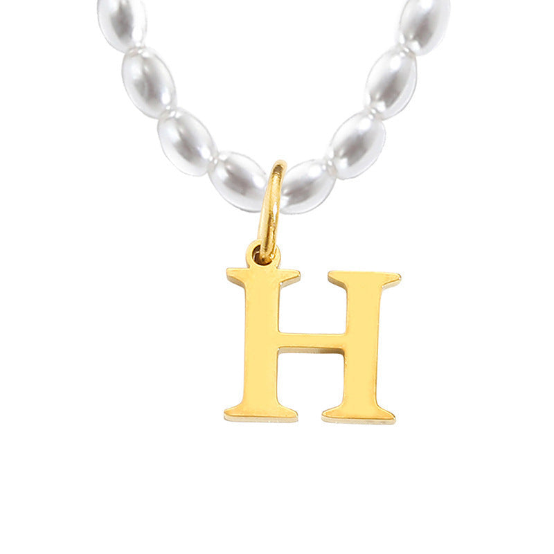 Pearl Charm Letter Necklace