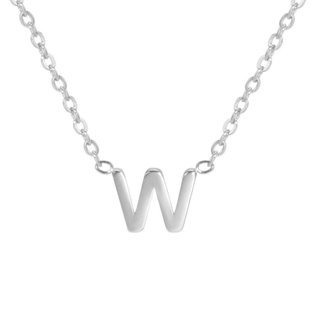 Sharp Silver Initial Necklace – Structured Design with Dual-Sided Chain