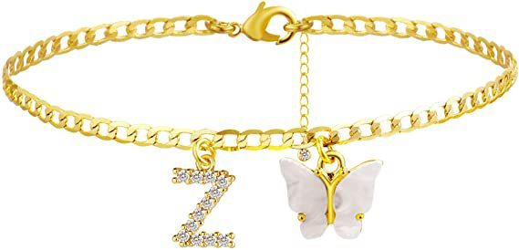 Butterfly & Sparkle Letter Anklet