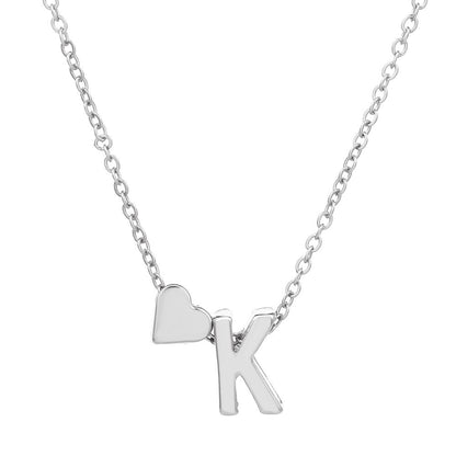 Tiny Heart & Letter Necklace