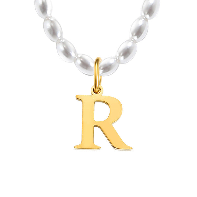 Pearl Charm Letter Necklace