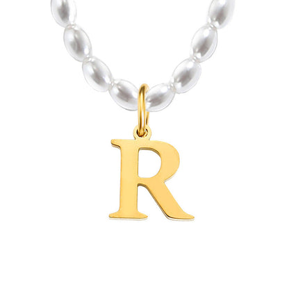 Pearl Charm Letter Necklace