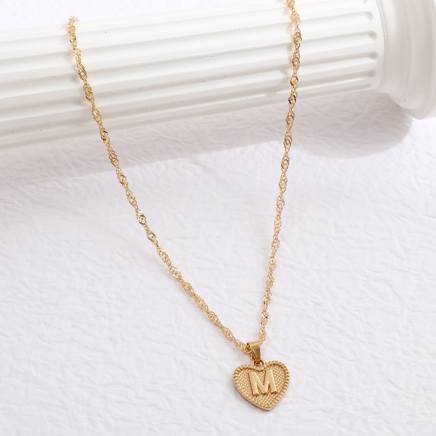 Delicate Dot Heart Initial Necklace