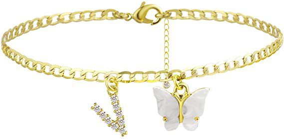 Butterfly & Sparkle Letter Anklet