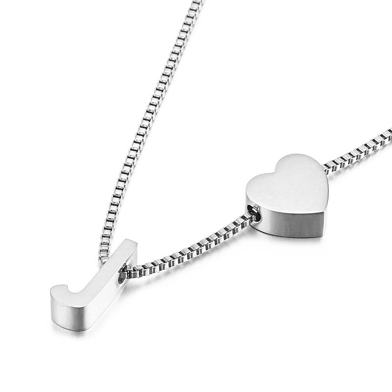 Modern Heart Letter  Necklace