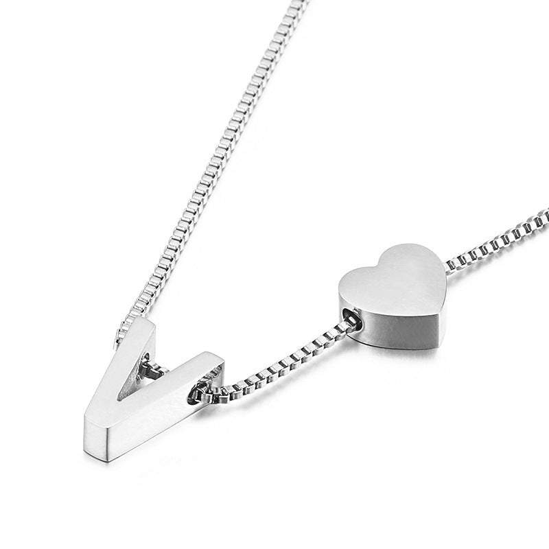 Modern Heart Letter  Necklace