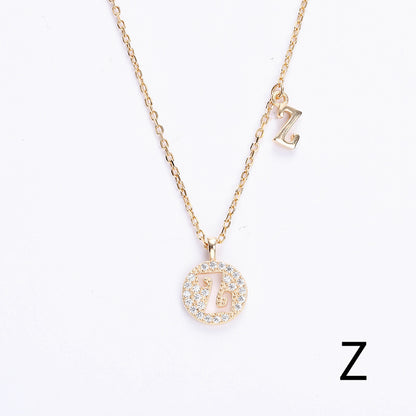 Golden Crystal Cut-Out Initial Necklace