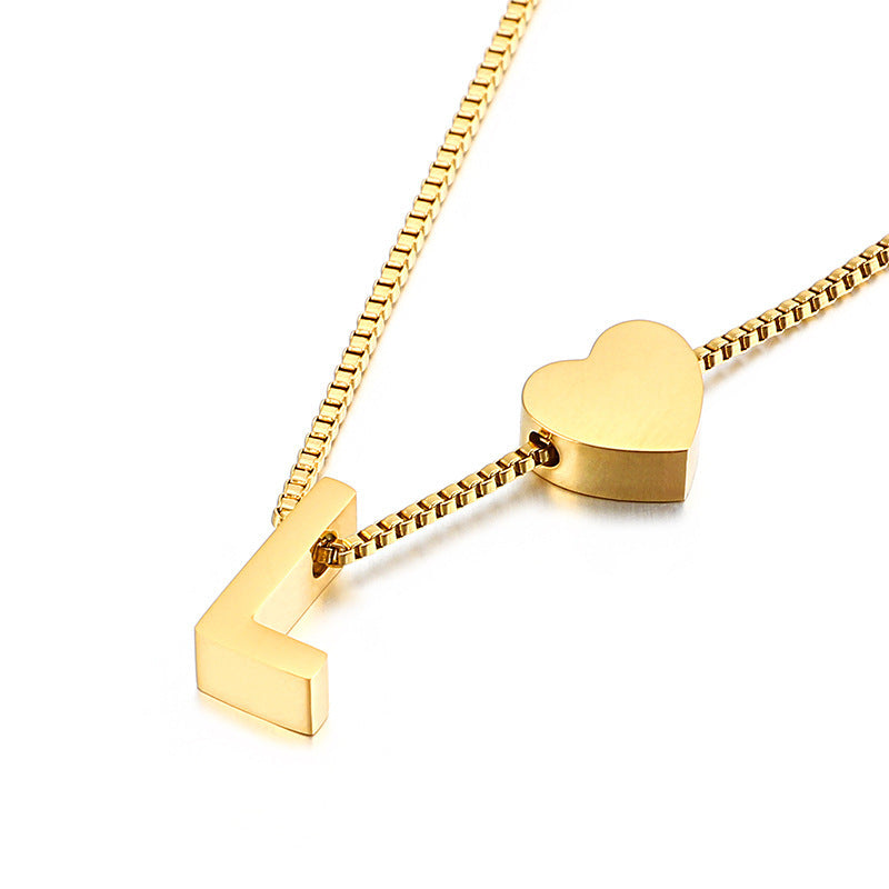 Modern Heart Letter  Necklace
