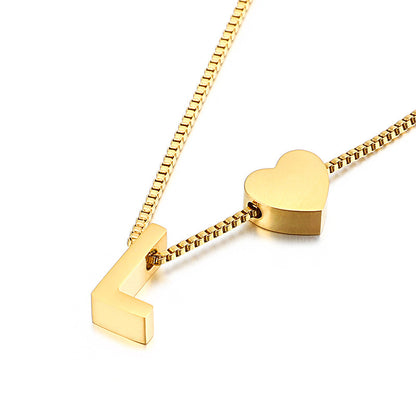 Modern Heart Letter  Necklace