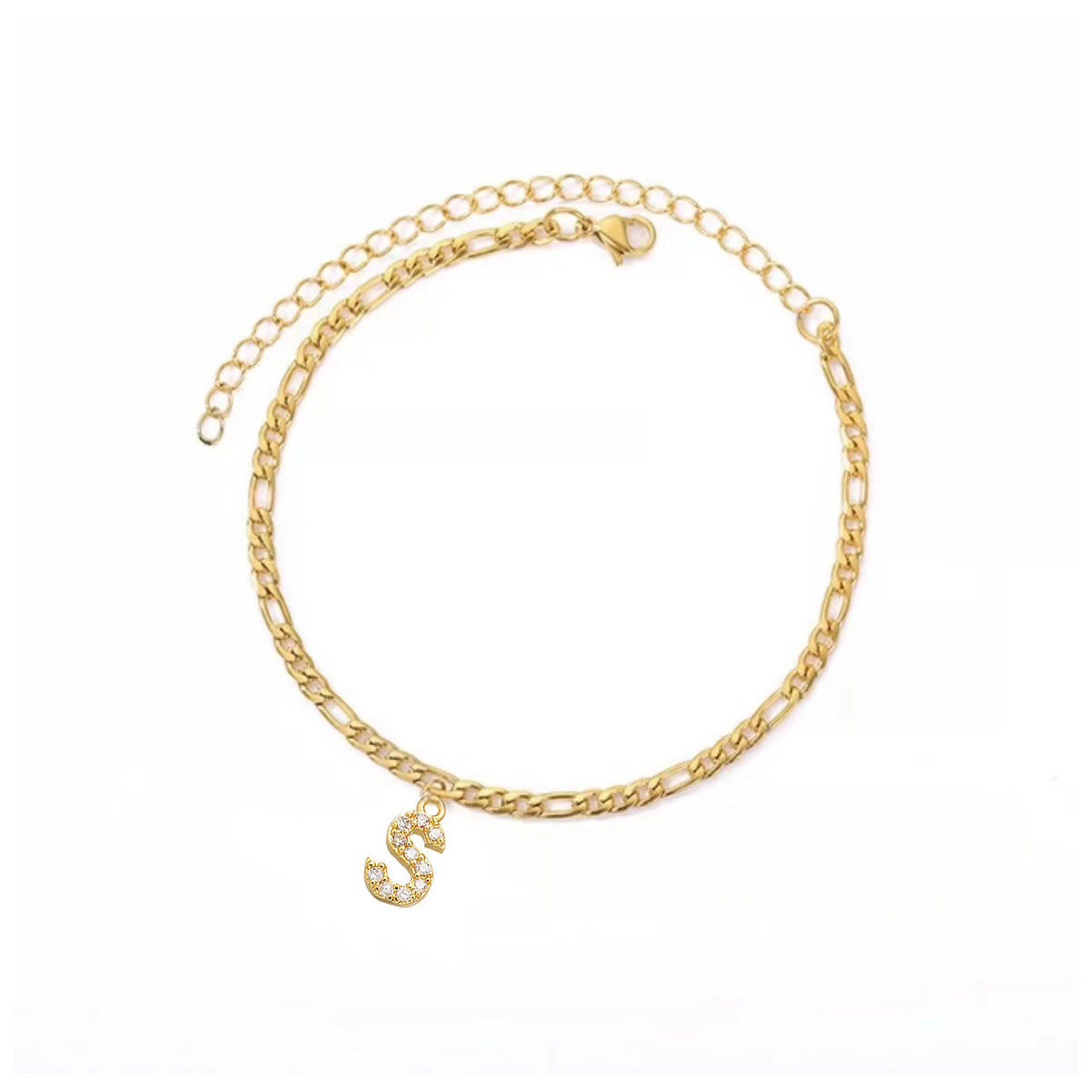 Sparkling Gold Letter Anklet