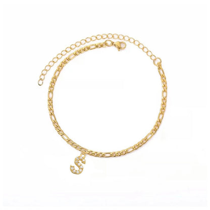 Sparkling Gold Letter Anklet