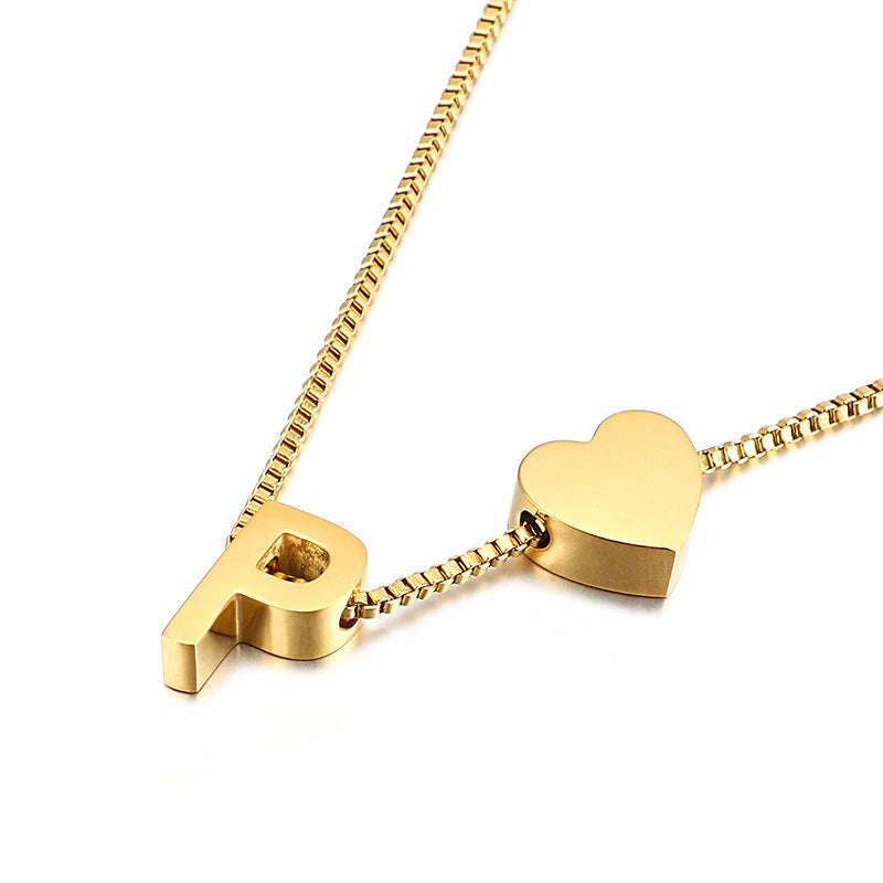 Modern Heart Letter  Necklace